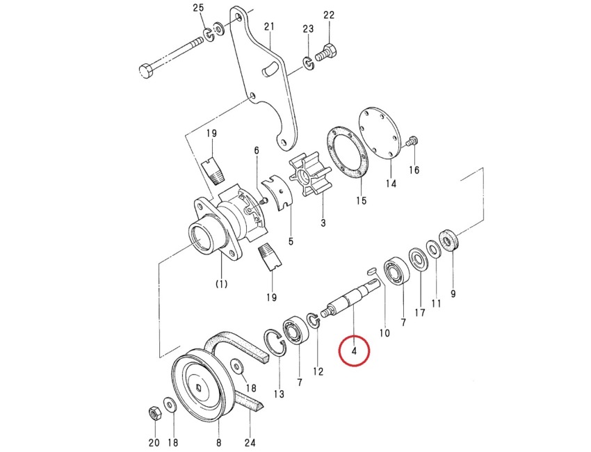 GENUINE YANMAR SEA WATER Pump Shaft 2GMF 3GMF 2GM20F 3GM30F